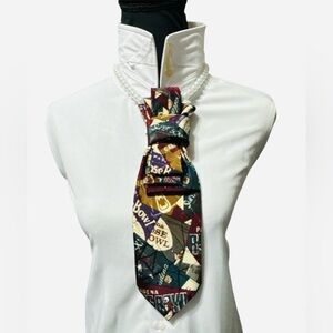 Multicolor Graphic Football Themed Necktie